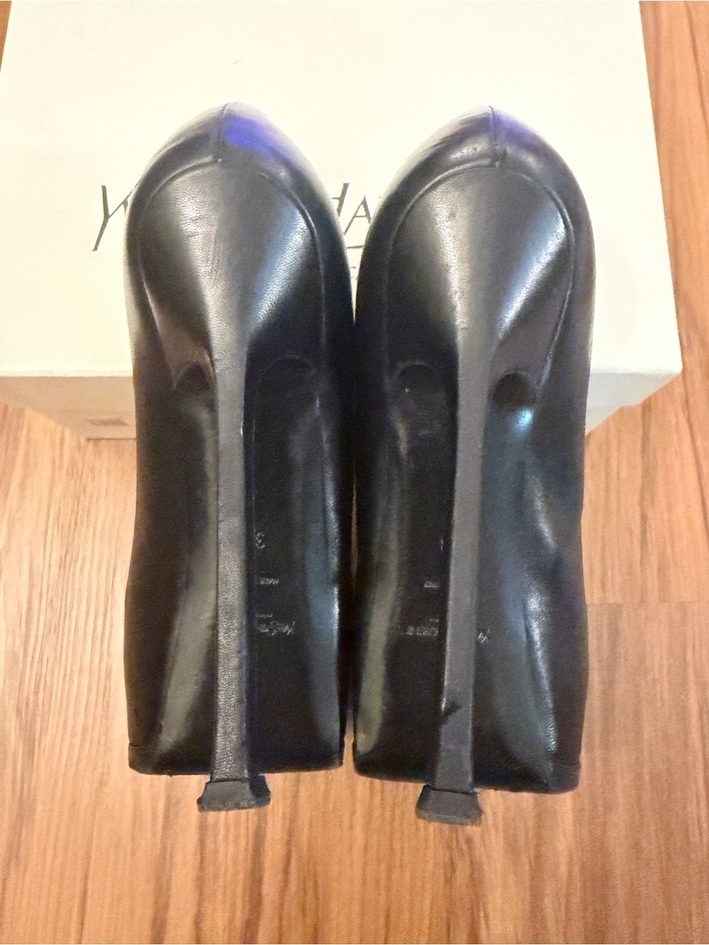 YSL Saint Laurent Black Tribtoo Leather Cap Toe Platform Stiletto Pumps - Picture 6 of 10